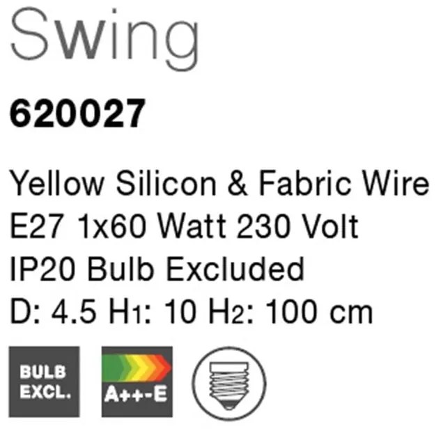 Pendul galben din silicon cu fir din material textil Swing