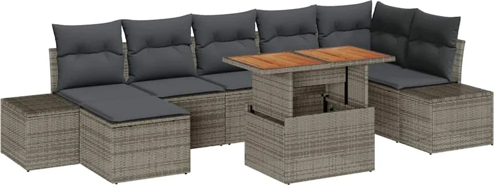 vidaXL Set de canapele pentru grădină 8 pcs Gri Rattan poli