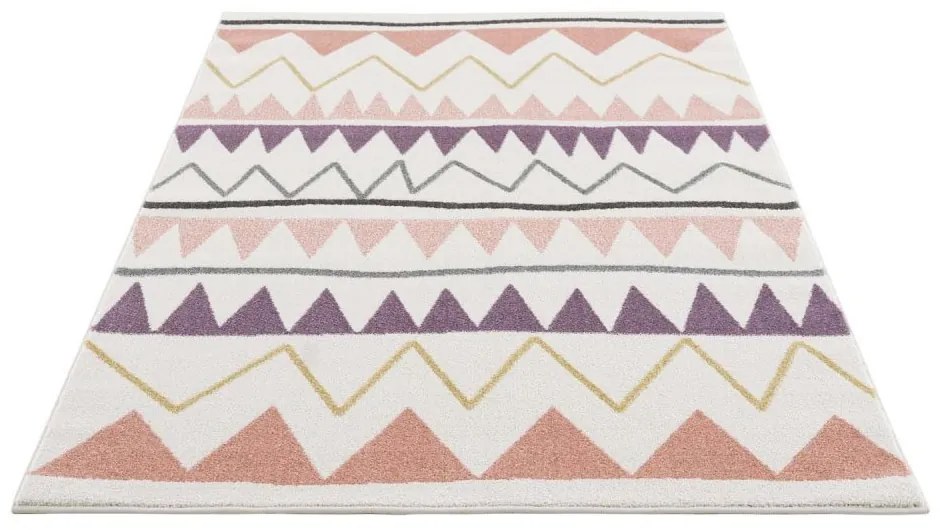 Covor modern colorat pentru copii, cu motiv în ZIG ZAG Lăţime: 140 cm | Lungime: 200 cm