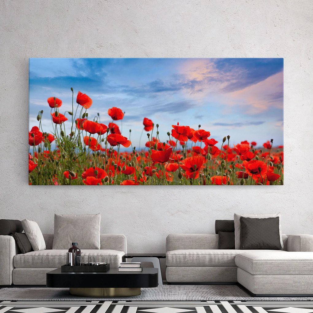 Tablou Canvas, 60x120cm, Dormitor si Living, Flori, Maci, Poppy Field