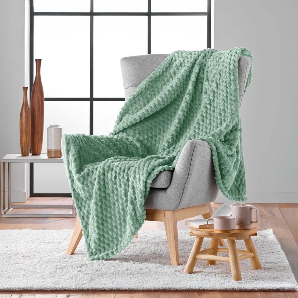 Pătură verde-deschis din microflanel 125x150 cm Mini Frosty – douceur d'intérieur