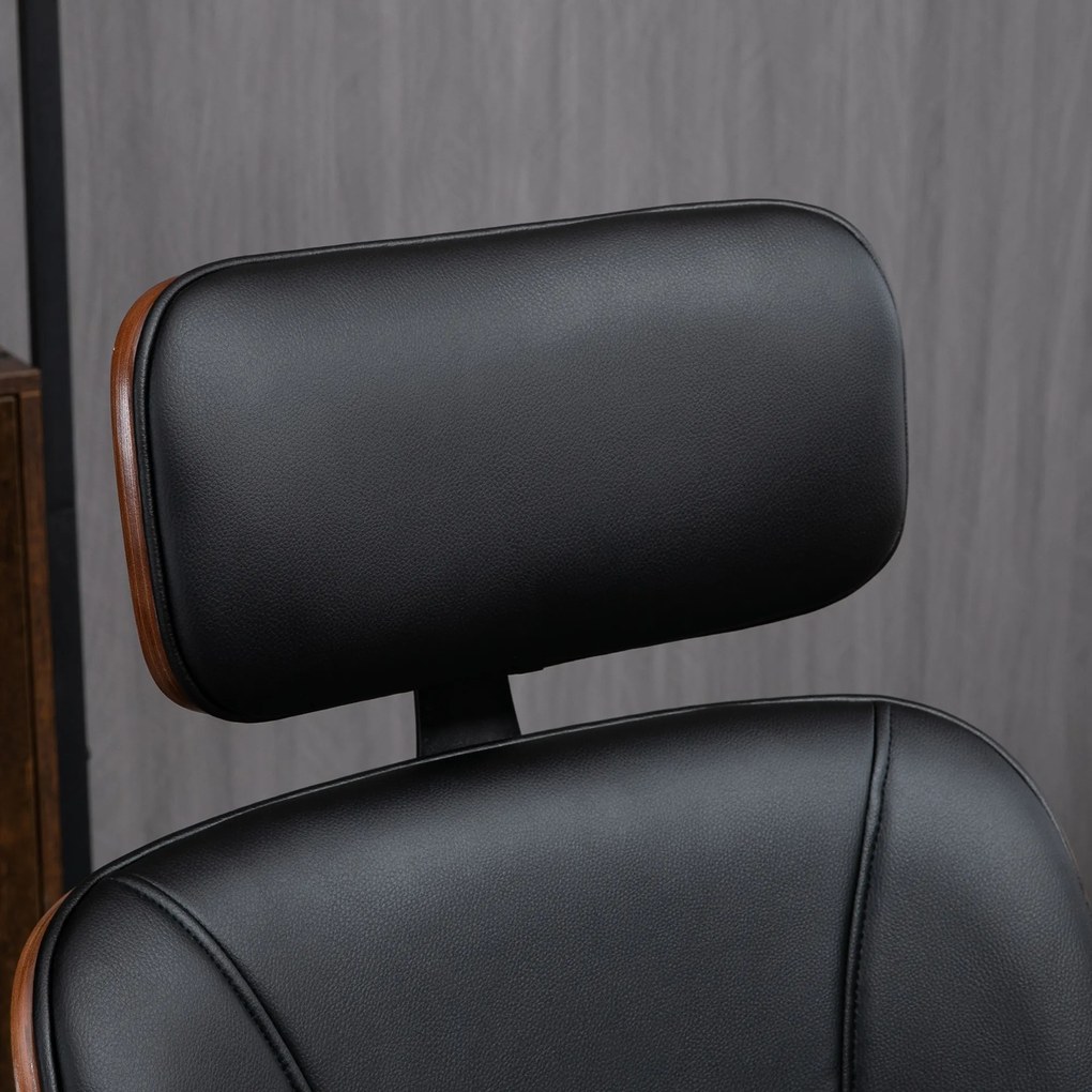 Vinsetto Scaun de birou, scaun de birou cu suport de cap detașabil înălțime reglabilă și funcție de basculare, 66x65x125cm, negru | Aosom Romania