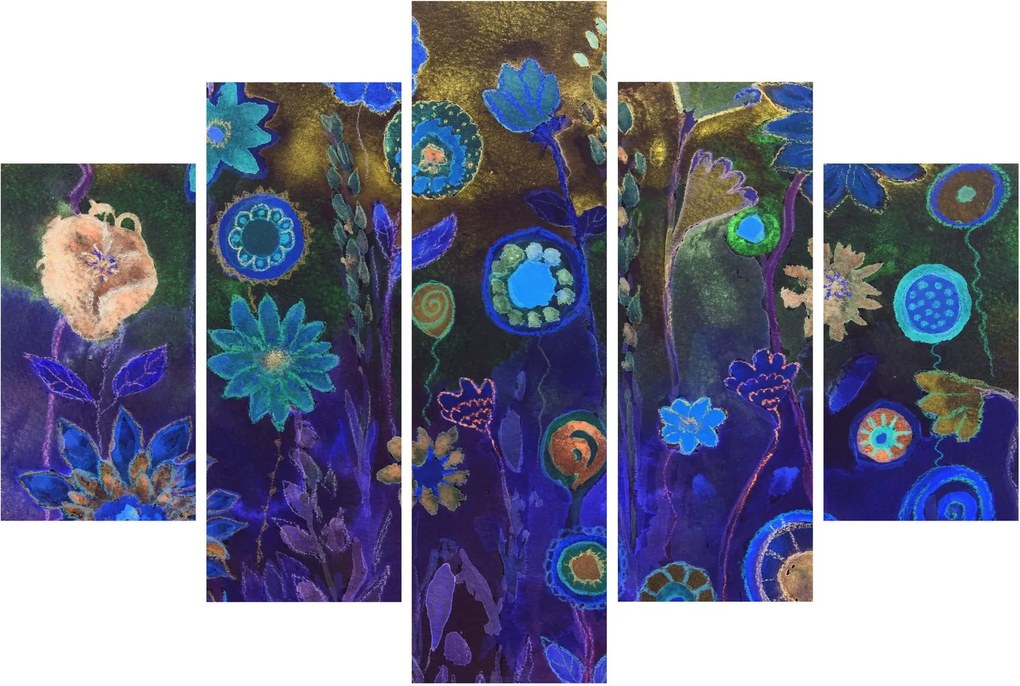 Tablou - Flori albastru închis (150x105 cm)