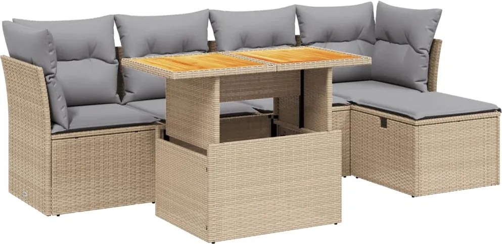 vidaXL Set canapele de grădină cu perne, 6 piese, bej, poliratan