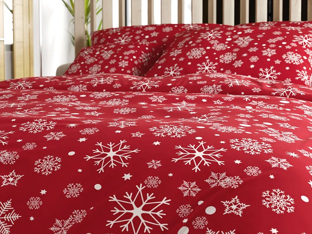 Lenjerie de pat din microfibra flanel SNOWFALL rosie Dimensiune lenjerie de pat: 2 buc 70 x 90 cm | 200 x 220 cm