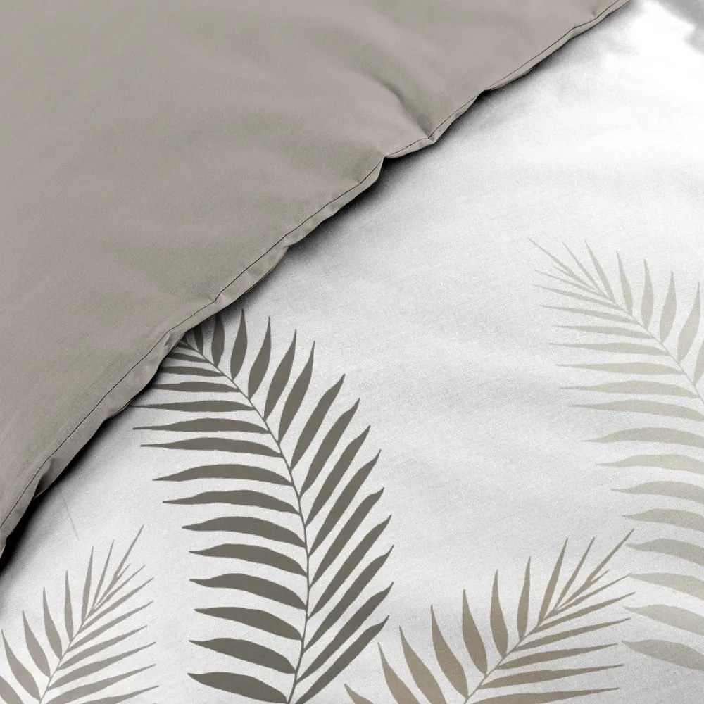 Lenjerie de pat albă-taupe din bumbac pentru pat dublu, extinsă 240x220 cm Goyave – douceur d'intérieur