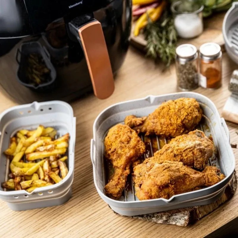 Set 2 forme din silicon pentru Airfryer Klausberg KB 7790, 21x20.3 cm, Pana la 230°C, Fara BPA, Gri