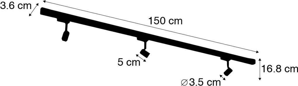 Sistem de șine modern negru cu 3 lumini trifazate stânga - Jeany