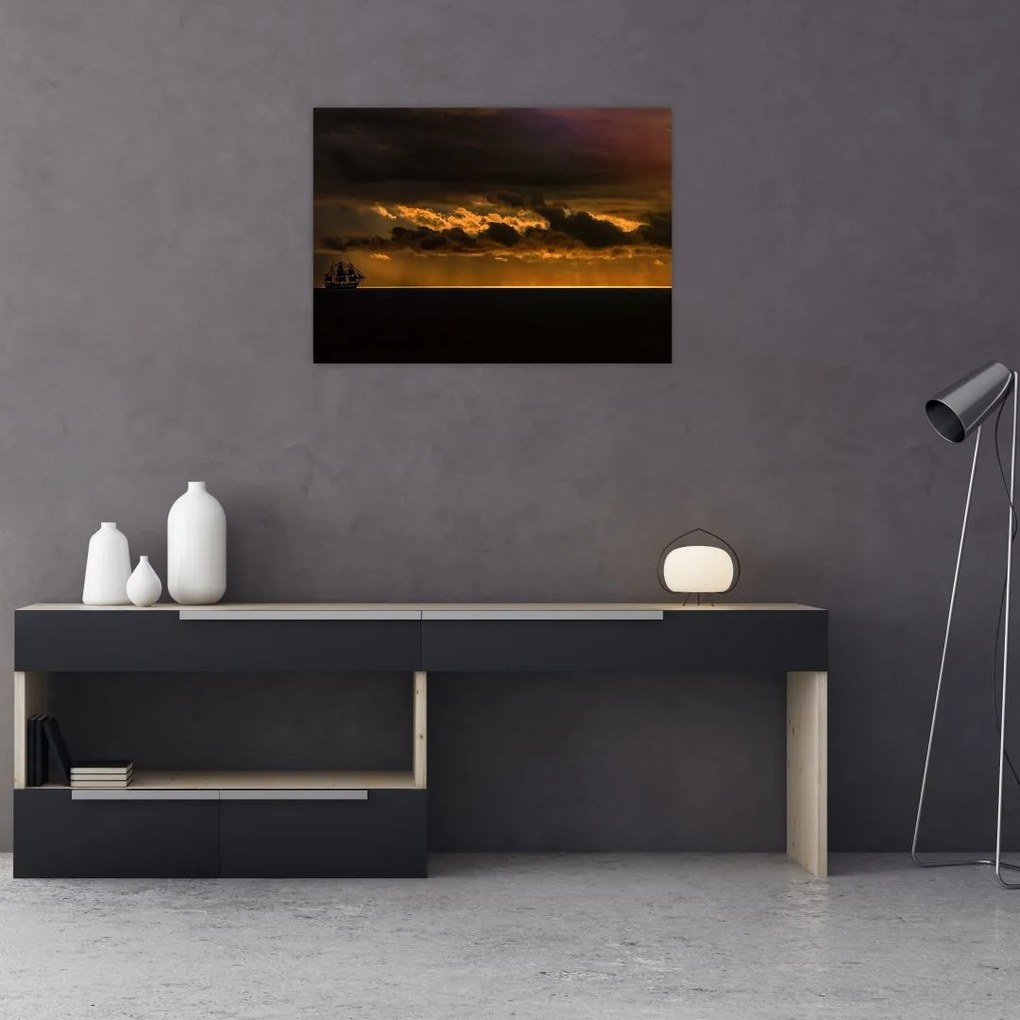 Tablou unei vele în apus de soare (70x50 cm)