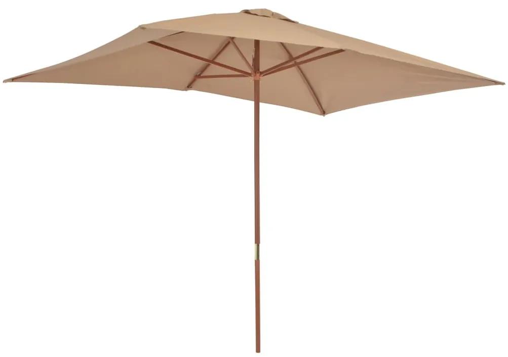 Umbrela de soare, exterior, stalp lemn, 200x300 cm, gri taupe Gri taupe