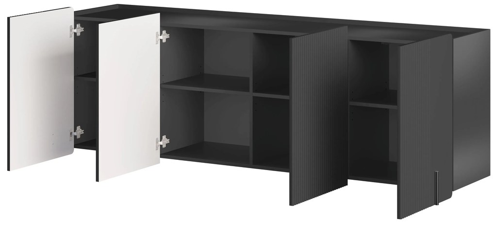Comodă suspendată cu patru uși Malmi 200 cm - negru mat / negru