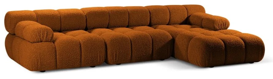 Colțar modular portocaliu cu tapițerie din țesătură bouclé (cu colț pe partea dreaptă) Bellis – Micadoni Home