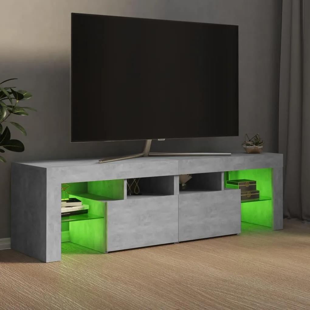 Comoda TV cu lumini LED, gri beton, 140x36,5x40 cm 1, Gri beton