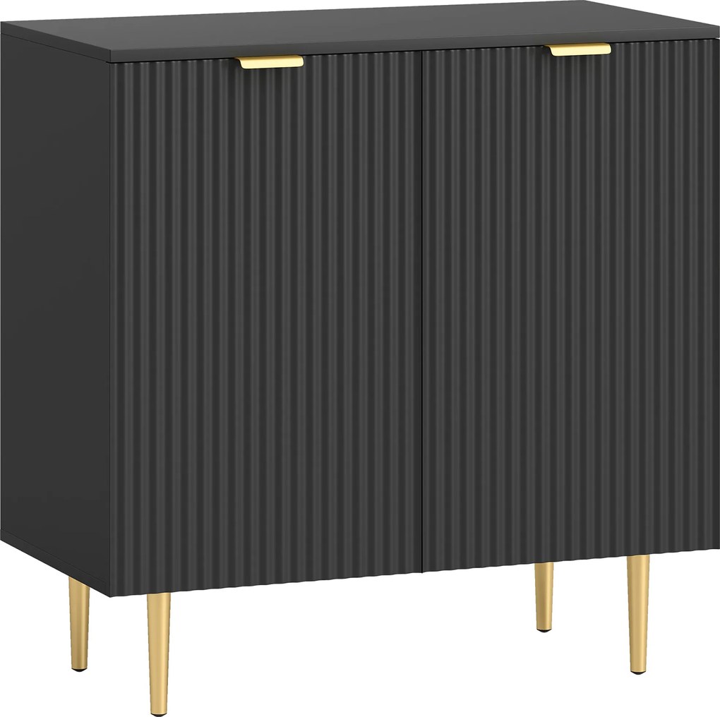 HOMCOM Bufet de bucătărie mobilier de depozitare cu 2 uși poliță reglabilă picioare metalice ridicate 80 x 40 x 80 cm negru | Aosom Romania