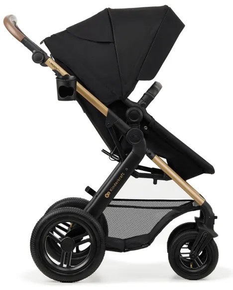 Cărucior de copii combinat 3 în 1 KINDERKRAFT MOOV 2 AIR Pure black + scaun auto MINK PRO
