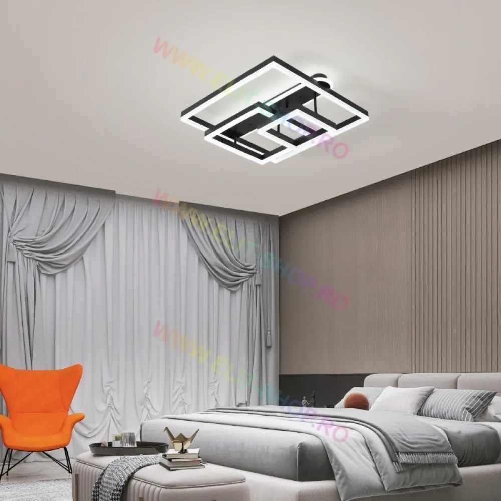 Lustra LED Cu Telecomanda, Elit's Esn1702-BK, 214W