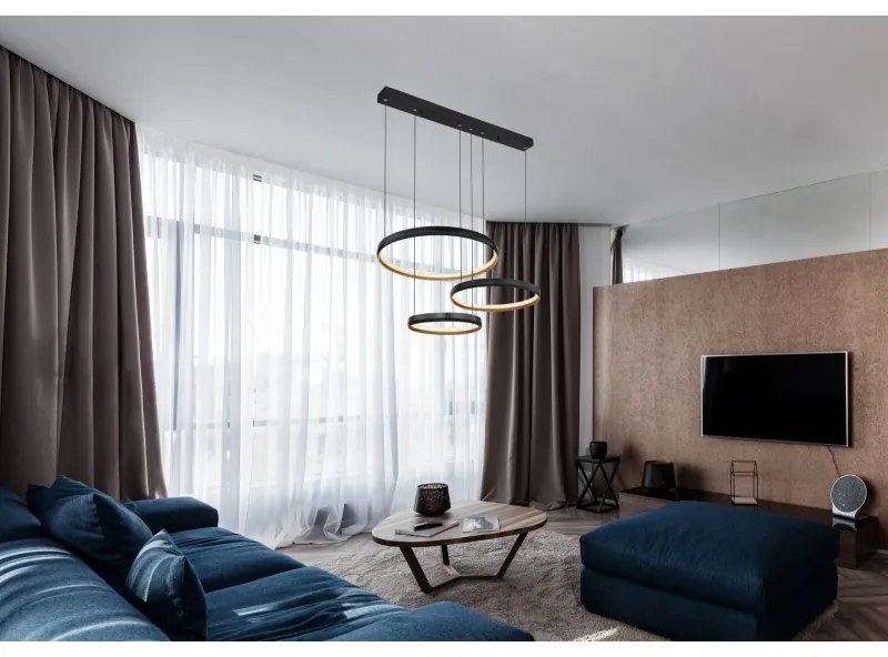 Lustra LED suspendata cu telecomanda design modern Halli negru, auriu