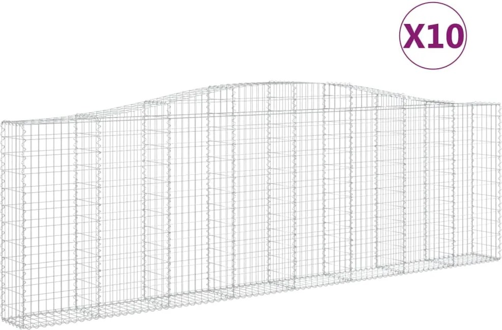 vidaXL Coșuri gabion arcuite 10 buc. 400x30x120/140 cm fier galvanizat