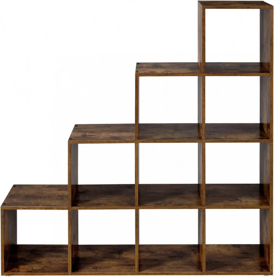 Biblioteca living maro rustic din PAL melaminat, 129,7x29x129,5 cm, Vasagle