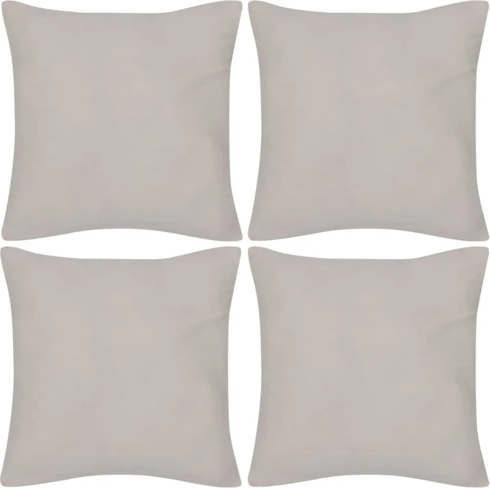 vidaXL Huse de pernă din bumbac, 40 x 40 cm, bej, 4 buc.