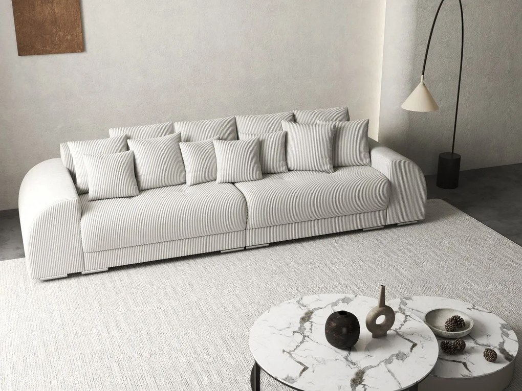 Canapea extensibilă dumonde cu 2 lăzi de depozitare si sezut confortabil din spuma high-density, Verona Zoom Cream 310x100 cm