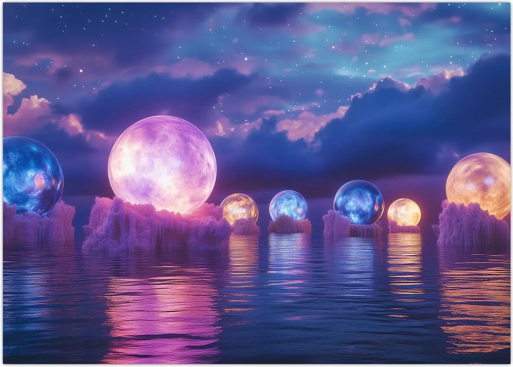 Tablou - Planete pe apă (70x50 cm)