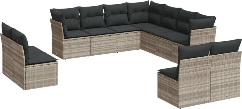 vidaXL Set canapele de grădină cu perne, 11 piese, gri, poliratan