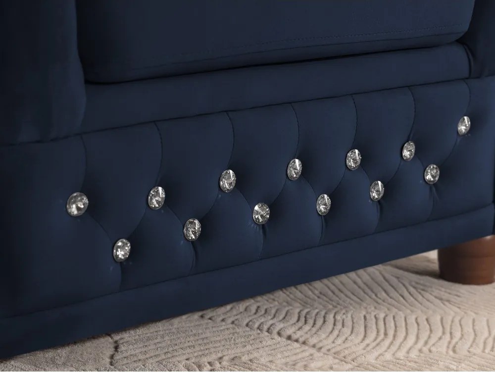 Colțar albastru extensibil cu tapițerie din catifea (cu colț pe partea stângă/în formă de ”L”) York Blik – Ropez