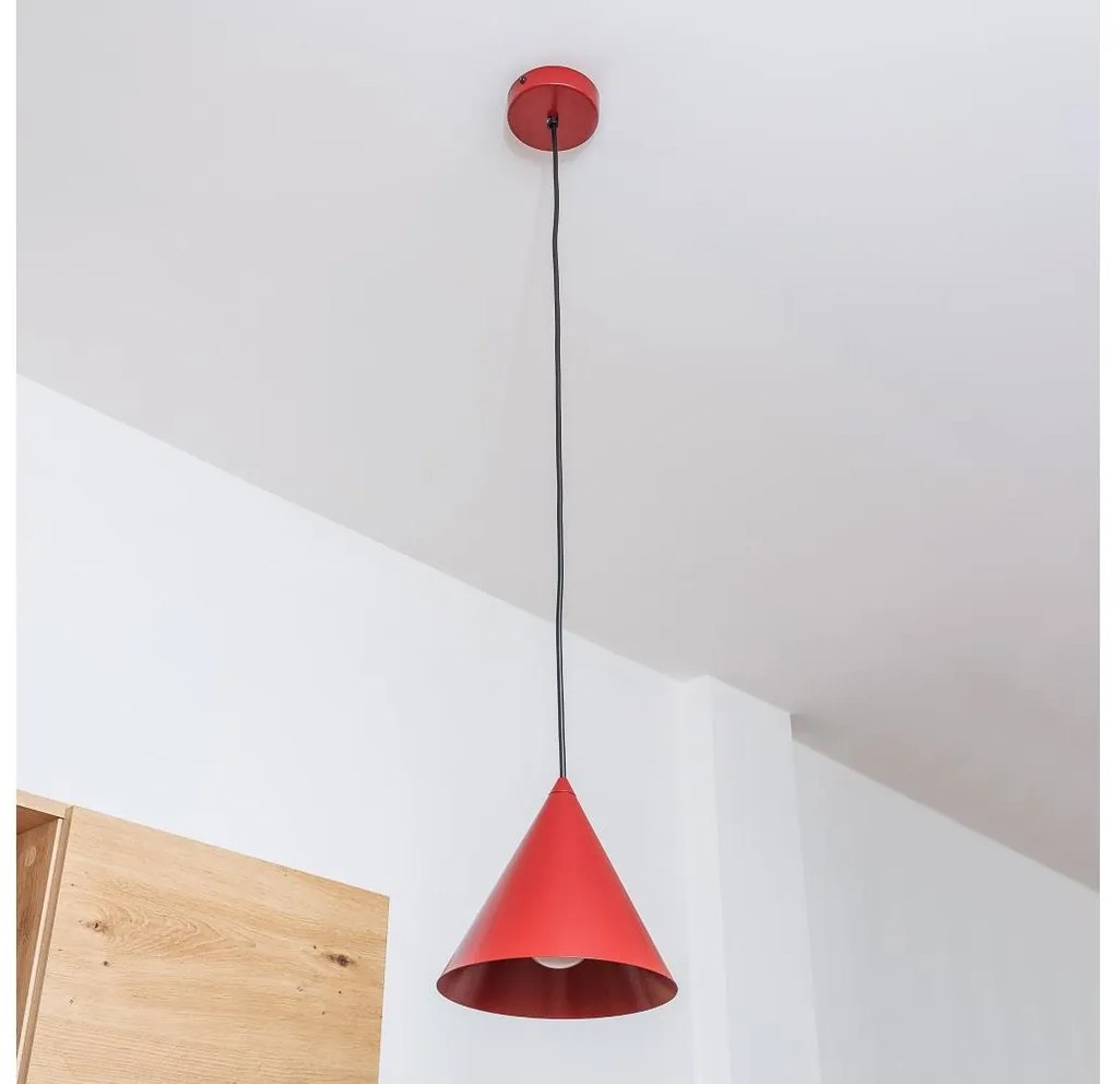 Pendul pe cablu ETNA II 1xE27/15W/230V Ø 18,5 cm, roșu