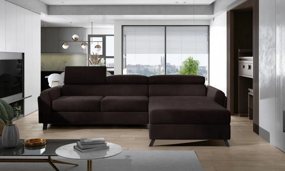 Coltar extensibil cu spatiu pentru depozitare, 300x98x190 cm, Mariall R01, Eltap (Culoare: Visiniu inchis / Matt Velvet 68)