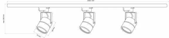 Spot în sistem de șină PRAHA 3xGU10/10W/230V negru