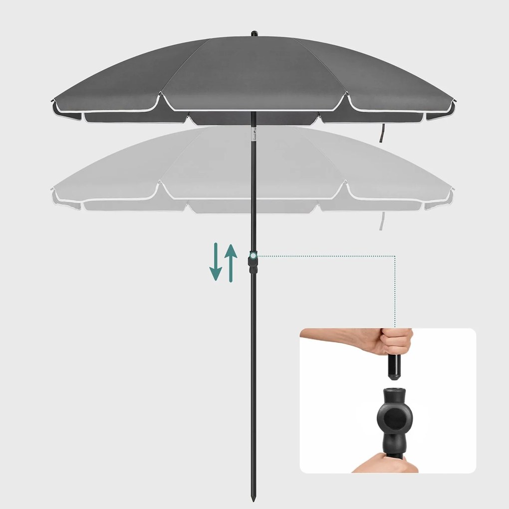 Umbrelă SOLARA, Ø160 cm, gri SongmicsHome