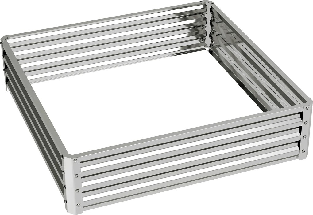 Outsunny Pat de grădină, ladă de plantare cu carcasă din oțel, argintiu, 120 x 120 x 30 cm | Aosom Romania