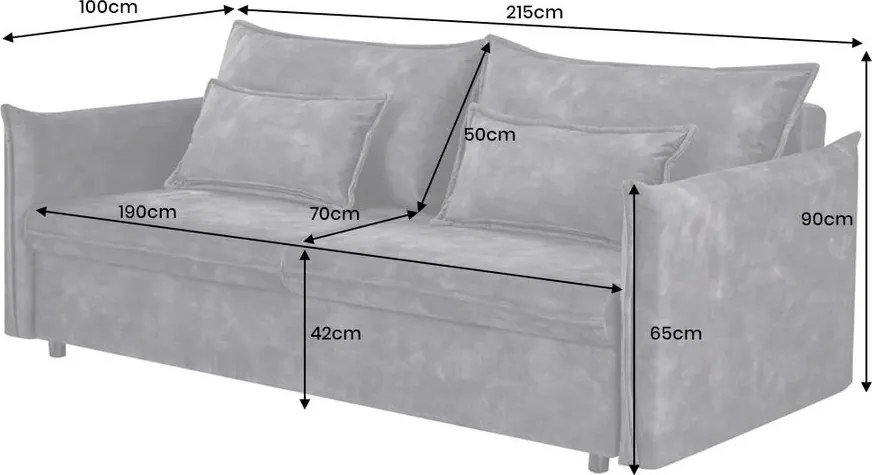 Canapea extensibila, Catifea Gri APARTMENT 215cm