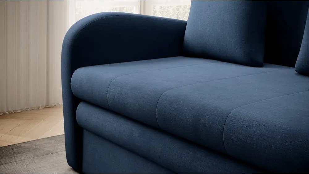 Canapea albastră extensibilă cu tapițerie din catifea 130 cm Ario – ELTAP