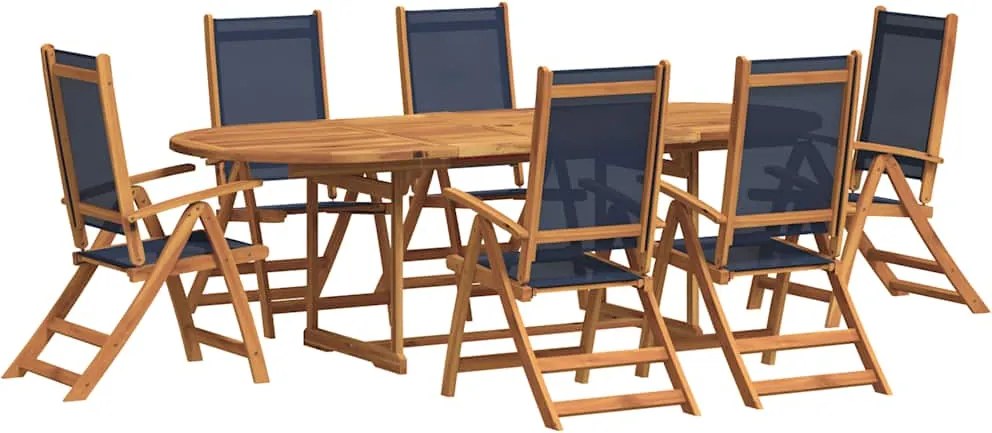 vidaXL Set mobilier de grădină, 7 piese, lemn masiv acacia/textilenă