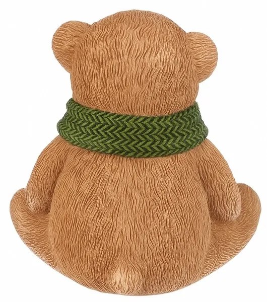 Decorație Urs cu eșarfă verde, poliresină, 10 cm