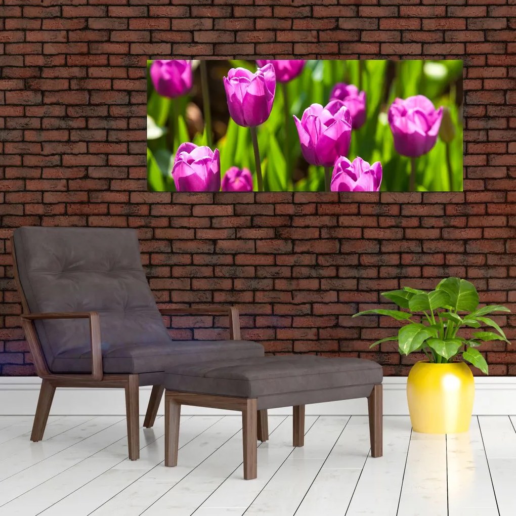 Tablou cu lale pe luncă (120x50 cm)
