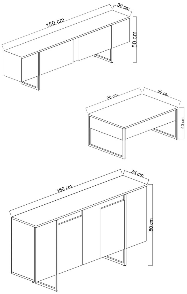Mobilier living Luna (Nuc + Negru). 1073575