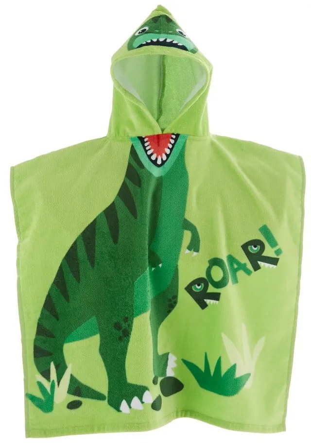 Poncho pentru copii verde din bumbac Dinosaur – Catherine Lansfield