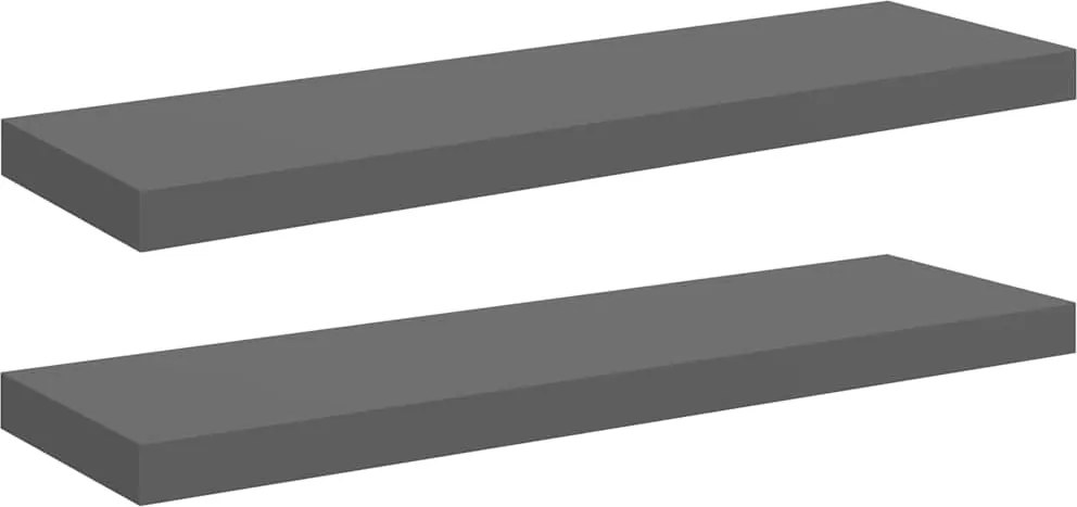 vidaXL Rafturi de perete, 2 buc., gri extralucios, 80x23,5x3,8 cm, MDF