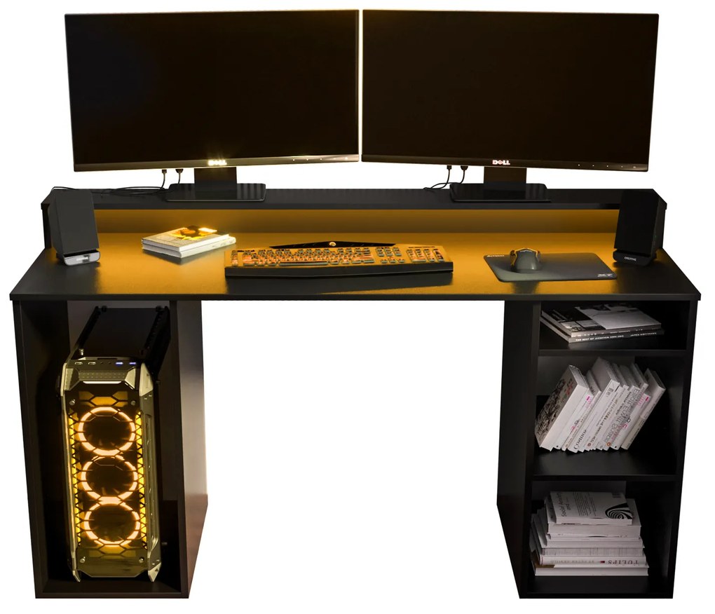 Masă PC pentru gaming Garrick 1 (negru) (cu iluminat LED RGB). 1064134