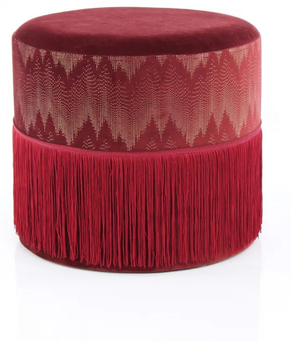 Puf/ Taburet tapitat cu franjuri Cleopatra Bordeaux