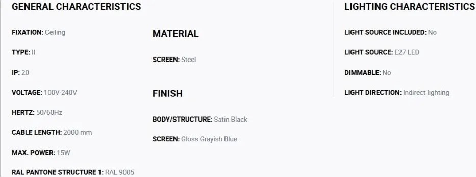 Lustra suspendata metal TATAWIN M 3L negru, blue