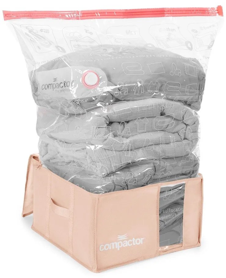 Cutie de depozitare pentru haine din plastic cu vacuum 42x40x25 cm Pink Edition – Compactor
