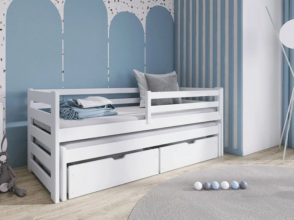 Pat pentru copii 80 cm Palkana (Alb) (cu somieră) (cu sp. depozitare). Promo -17%. 1103319