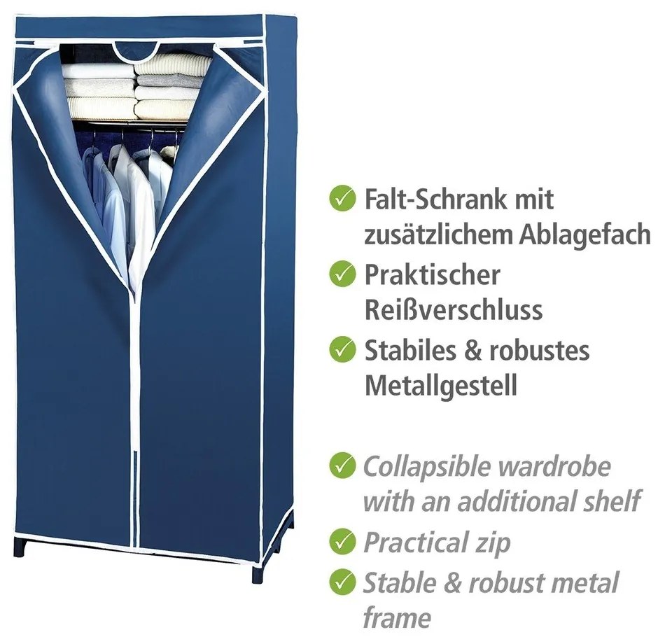 Șifonier din material textil Wenko, 160 x 50 x 75 cm, albastru