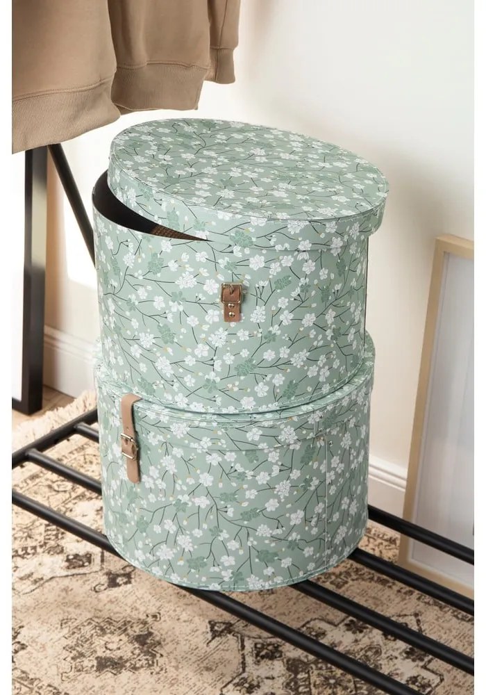 Cutii de depozitare verde-deschis 2 buc. din carton cu capac ø 37,5x25,5 cm Rut Paper Laminate – Bigso