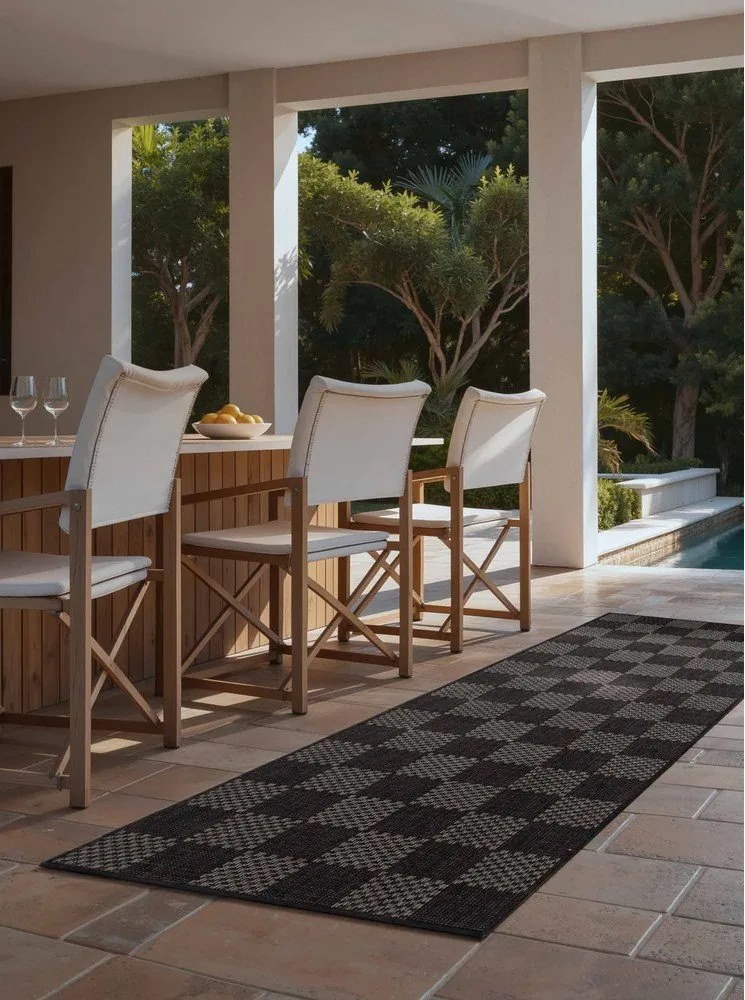 Covor tip traversă pentru interior și exterior negru/crem 80x200 cm Haringey Dorothy – Ted Baker