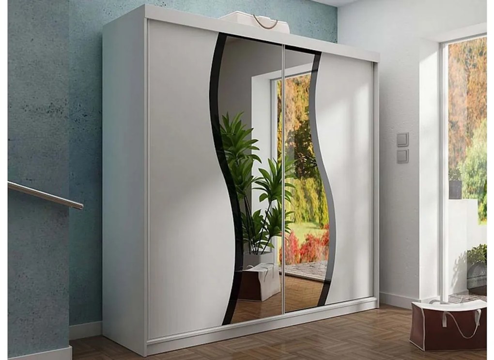 Expedo Dulap dormitor cu oglindă TALIA 9, 200x200x62, alb